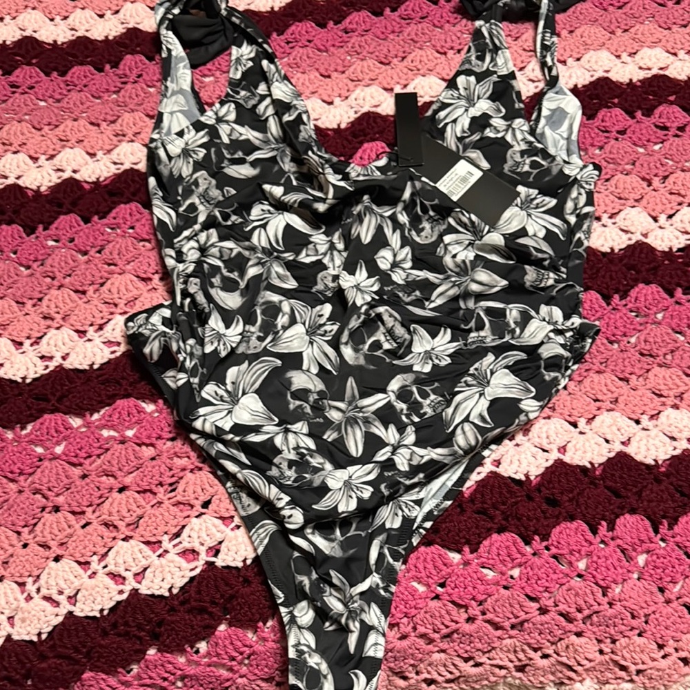 Killstar Black and White Floral One Piece